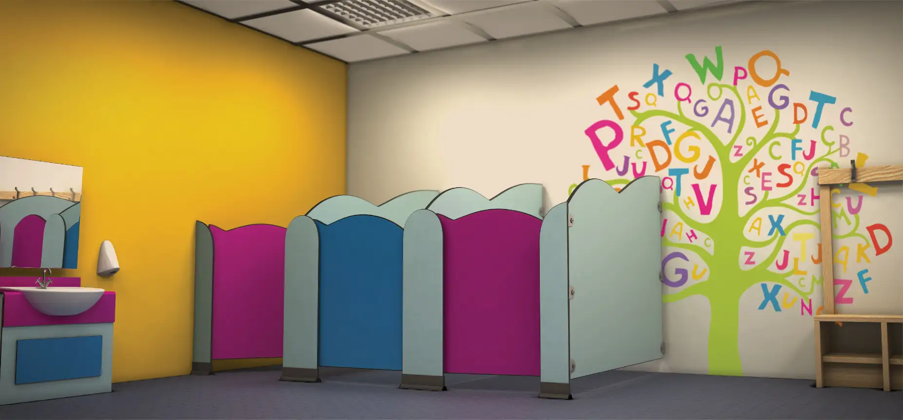 Preview of WC Cubicles placement.