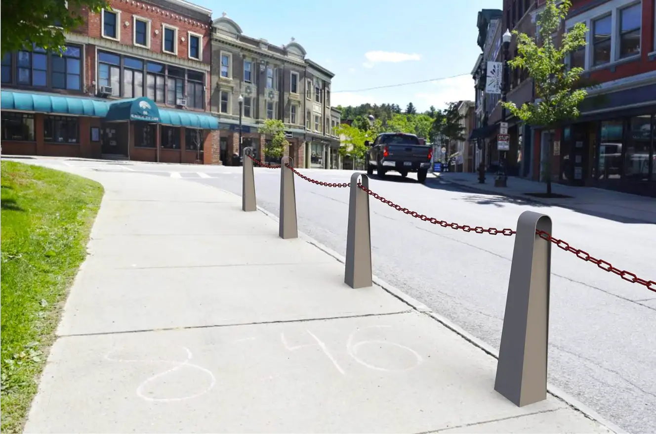 Preview of Bollards & Bike Racks placement.